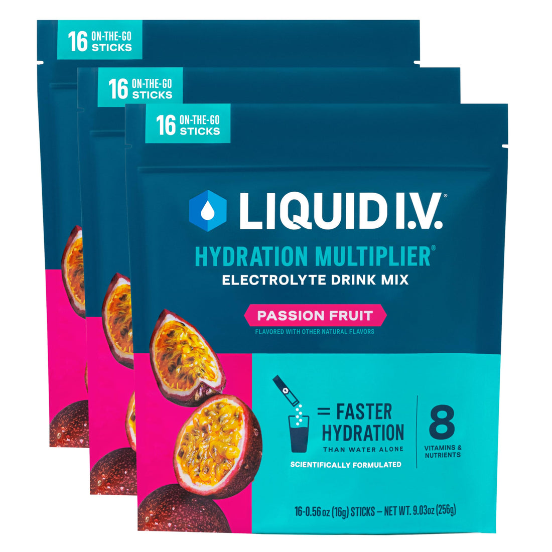 Liquid I.V.® Hydration Multiplier - Passion Fruit | Electrolyte Powder Drink Mix | 3 Pack (48 Servings) Liquid I.V.Buy Supplements Australia