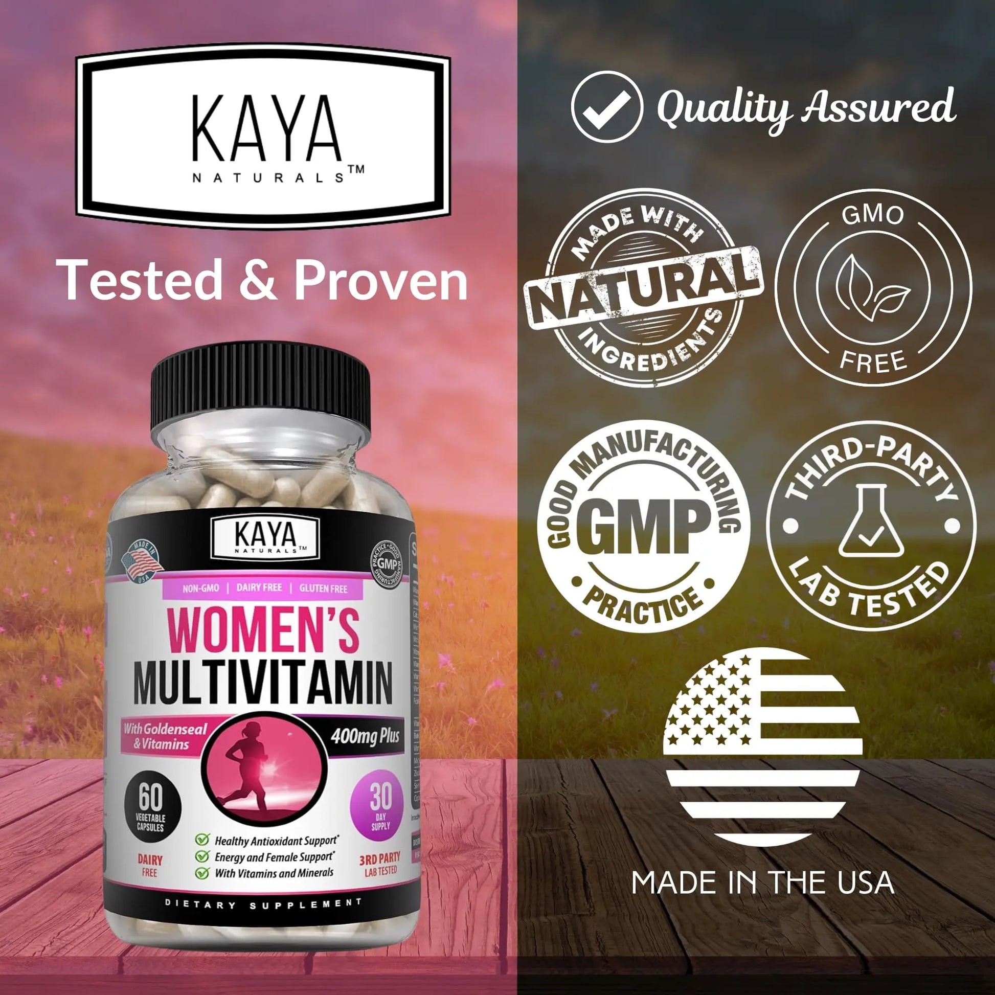 Kaya Naturals Women's Multivitamin, Overall Healthy Antioxidant, and Immune Support, Vitamins A, D, C, E, Biotin Kaya Naturals