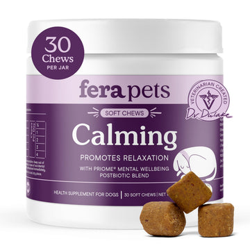 Fera Pets Dog Calming Chews - Helps Manage Everyday Stress & Separation - Promotes Relaxation - Ashwagandha & Priome® Mental Wellbeing Postbiotic Blend - 30 Soft Chews Fera PetsBuy Supplements Australia