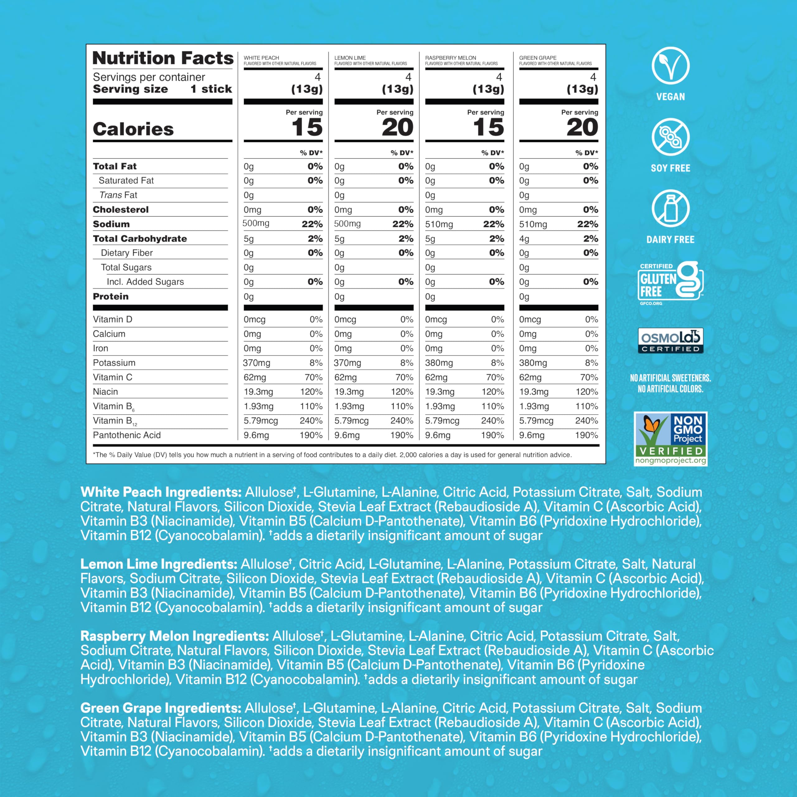Liquid I.V.® Hydration Multiplier Sugar-Free Variety Pack - Raspberry Melon, Lemon Lime, White Peach, Green Grape (Variety Pack) Liquid I.V.Buy Supplements Australia