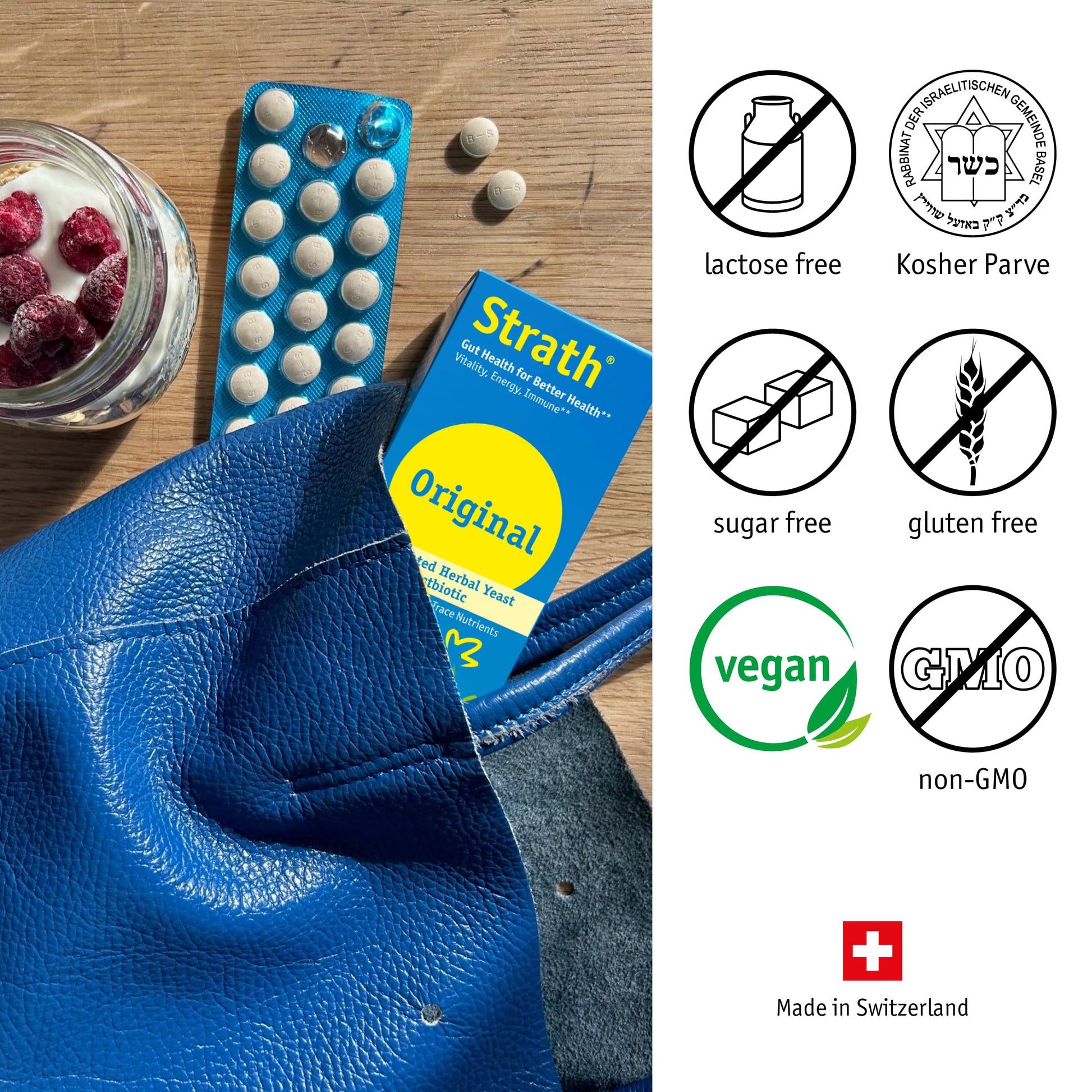 Strath Nutritional Yeast Tablets - Vegetarian, Lactose Free, Artificial Additive Free - Digestive Support, Nutrient Absorption - Unflavored Daily Supplement - Prebiotic and Postbiotic Bio-StrathBuy Supplements Australia